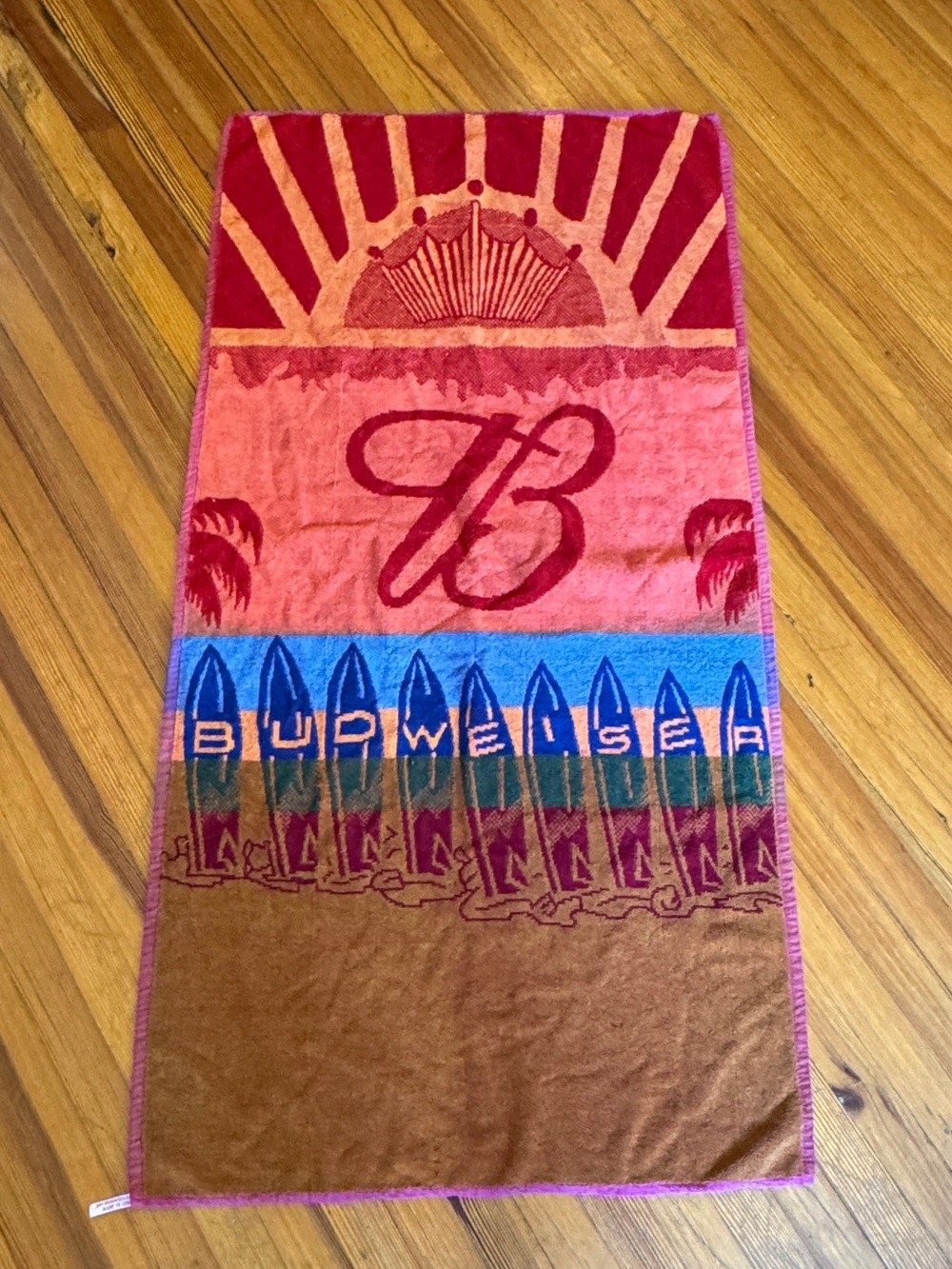 Vintage Budweiser Reversible Large Beach Towel Logo Soft Fluffy Resort
